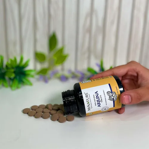 Vista 2 de Tabletas Arjuna de mi Nature -90 Tabletas, 1000mg Suministro para 45 días Tableta de Arjuna 100% natural Corteza de Arjun Saraca Indica