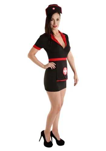 Vista 3 de Disfraz Sexy de Enfermera Nocturna para Mujer Multicolor