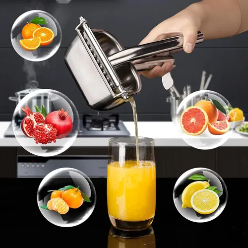 Vista 2 de Exprimidor Grande de Limón, Exprimidor de Cítricos de Acero Inoxidable 304, Exprimidor Manual Resistente para Cítricos, Naranja, Limón y Otras Frutas