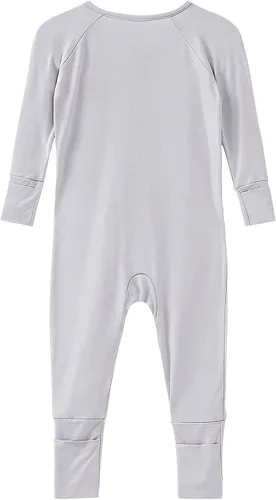 Vista 48 de Pijama de viscosa de bambú sin pies para niños y niñas, pijamas con cremallera para dormir y jugar, mameluco - 0-24 meses