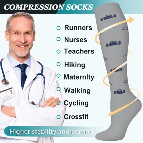 Vista 33 de ACTINPUT 8 pares de calcetines de compresión para mujeres y hombres, medias de compresión de apoyo para médicos, correr, atletismo