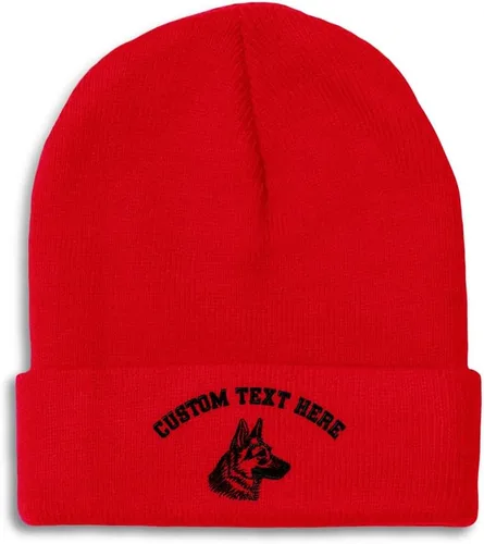Vista 15 de Gorros personalizados para hombre, sombreros de invierno bordados de cabeza de pastor alemán negro para mujer, gorra de cráneo de acrílico, 1