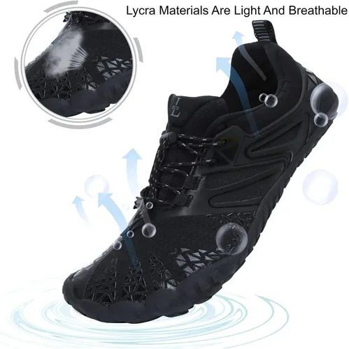 Vista 5 de JIASUQI Sandalias deportivas de secado rápido para playa piscina para caminar natación zapatos de agua para mujeres y hombres color negro 65