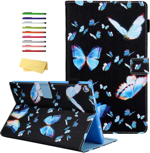Vista 11 de Funda para tablet Fire HD 8 de 8ª/7ª/6ª generación de 8.0 pulgadas con soporte para lápices [encendido y apagado automático] ranuras para tarjetas