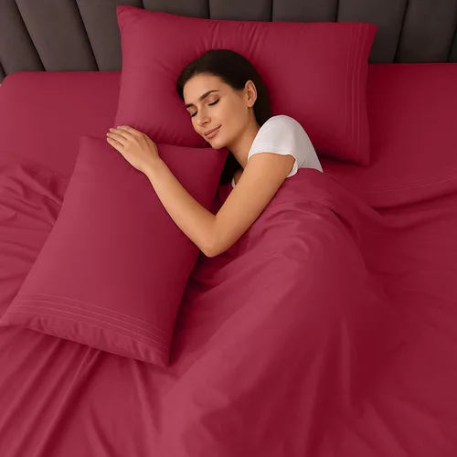 Vista 14 de LUX Décor - Juego de sábanas Twin de microfibra ultrasuave de 3 piezas con sábana encimera, sábana bajera de 16 pulgadas de profundidad y funda