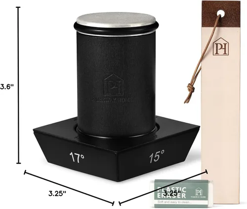 Vista 9 de Afilador de rodillos negro para cuchillos con trampa de cuero, kit de afilador de cuchillos con ángulos de 15, 17, 20 y 22 grados, soporte, soporte