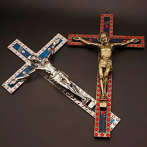 Vista 2 de Decoración cristiana Escapulario Católico Jesucristo Cruz Artesanías Decoración de pared para el hogar Imagenes Religiosas Católicas Crucifijo Cruz