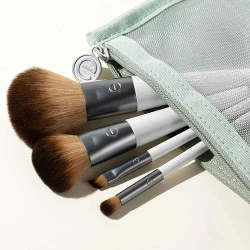Vista 3 de EcoTools Kit de brochas de maquillaje para llevar, juego de brochas aptas para viajes, prácticas herramientas de maquillaje para polvos, rubor