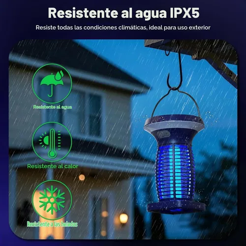Vista 6 de OnBeam Solar Bug Zapper Outdoor, 4200V Electric Mosquito Killer for Patio Azul profundo