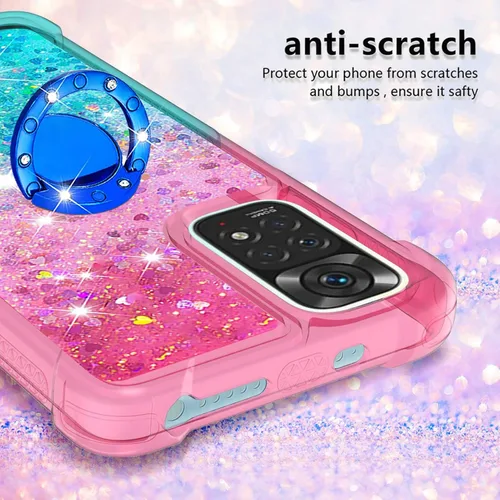 Vista 4 de Funda para teléfono Xiaomi Redmi Note 11S, funda para Redmi Note 11 4G, brillante efecto arena movediza TPU parachoques con cuatro esquinas cubierta