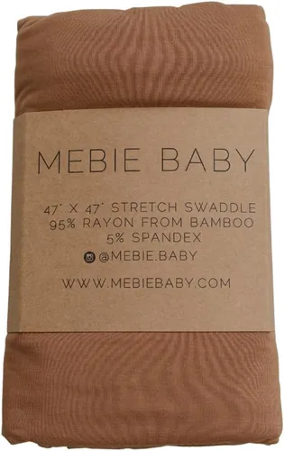 Vista 4 de Mebie Baby Manta elástica a cuadros azules, moderna y neutra para bebé niña o niño, mantas suaves para bebé, manta para recién nacido, 0-3 meses