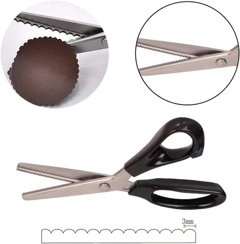 Vista 2 de Tijeras profesionales de costura para costura, tijeras profesionales de acero inoxidable con agarre cómodo, cuchillas dentadas y festoneadas