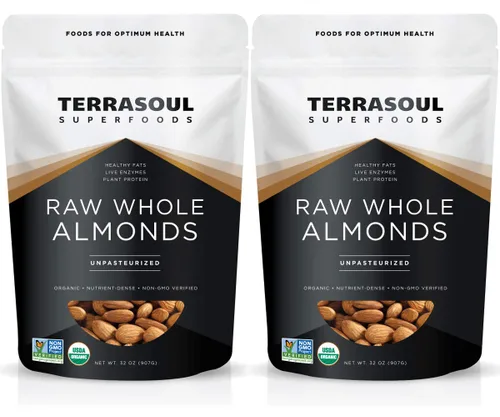 Vista 4 de Terrasoul Superfoods Almendras crudas orgánicas sin pasteurizar (grado mylk), 2 libras