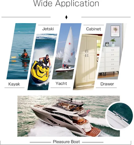 Vista 6 de AMYSPORTS Tacos de muelle de cuerda pesada Marine Open Base Dock Cleats Hardware de acero inoxidable Bote de amarre Kayak SUS316