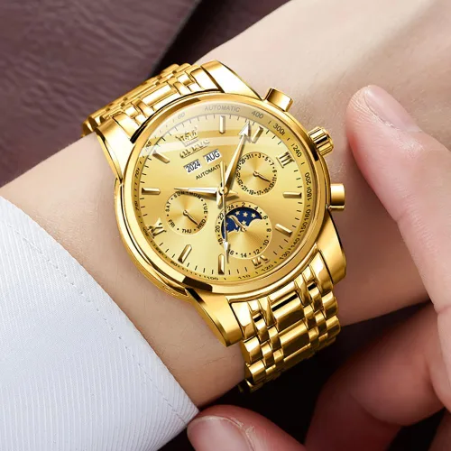 Vista 7 de OLEVS Relojes automáticos para hombre, esqueleto mecánico, de lujo, a la moda, reloj de pulsera luminoso impermeable