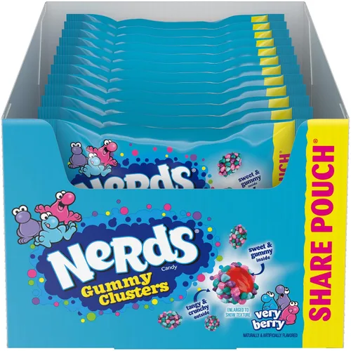 Vista 4 de Nerds Gummy Clusters Very Berry Bolsas de 3 oz - Caja de 12