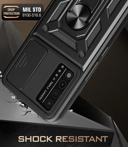 Vista 4 de Funda para T-Mobile REVVL V Plus 5G con [2 unidades] Protector de pantalla de vidrio templado, para TCL T-Mobile Revvl V+ 5G [grado militar] Negro