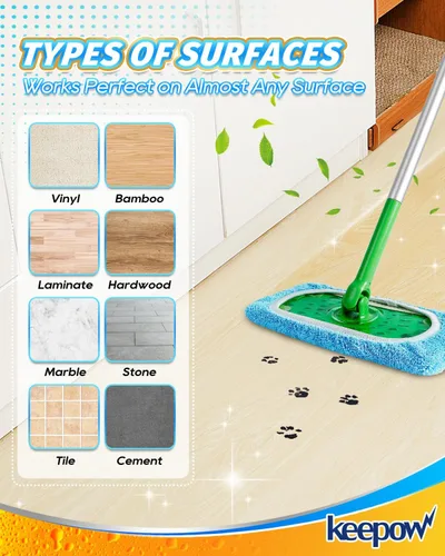 Vista 7 de KEEPOW Paños de barrido en seco reutilizables de microfibra compatibles con trapeador Swiffer, almohadillas lavables a máquina para trapeador