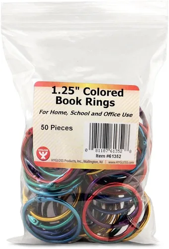 Vista 23 de Hygloss Products 61311 - Anillos de libro – Anillos de acero de colores surtidos de 1 pulgada, paquete de 12 Variado