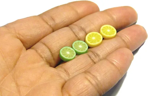 Vista 2 de Lemon and Lime Stud Earrings - Tiny Food Jewelry