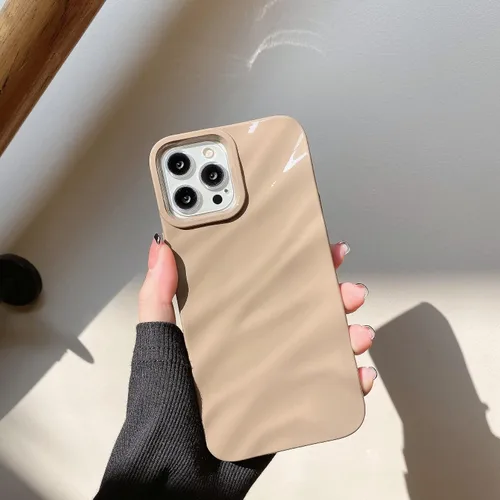 Vista 17 de QLTYPRI Funda compatible con iPhone 11, bonita funda con patrón de ondas de agua para niñas y mujeres, delgada, satinada, brillante, suave, de Beige