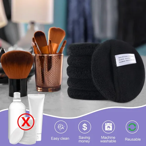 Vista 7 de SUNLAND Almohadillas desmaquillantes reutilizables para cara, ojos, labios, paquete de 6 unidades, color negro Guantes de limpieza facial