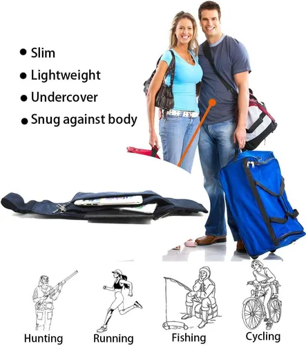Vista 12 de Bolsa de cintura ultrafino con ranuras c/visualización para tarjeta de crédito, para deportes, aire libre, correr, caminar, viajes.