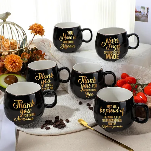 Vista 6 de Tioncy 12 juegos de tazas de regalo de agradecimiento, regalos de agradecimiento a los empleados, tazas de café de cerámica inspiradoras de 12 onzas