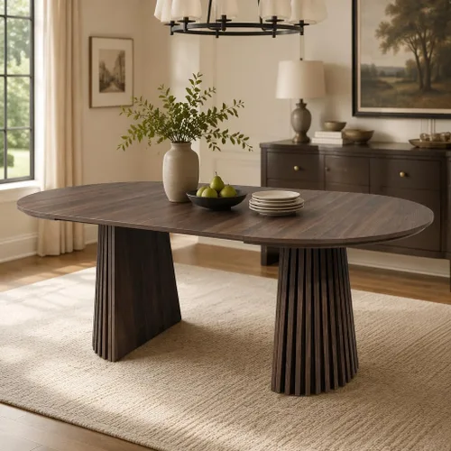 Vista 12 de WILLIAMSPACE Mesa de Comedor Extensible de Madera de 106" para 8 a 12, Mesa de Cocina Rectangular Rústica Campestre, Mesa de Comedor Grande