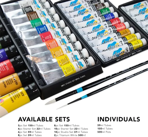 Vista 7 de Daler Rowney System3 - Juego de pintura acrílica de 10 tubos para adultos, suministros de pintura acrílica para artistas y estudiantes, pinturas