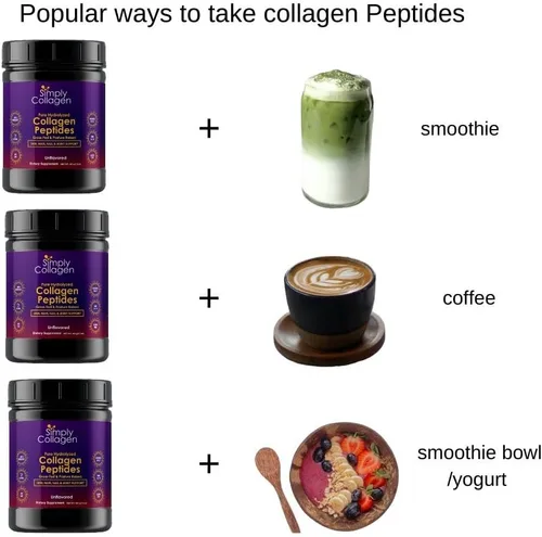 Vista 6 de Simply Collagen® Péptidos de colágeno hidrolizados en polvo alimentados con pasto, sin sabor, tipo I y III para apoyar el cabello, la piel