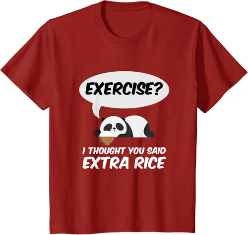 Vista 49 de ¿Ejercicio? I Thought You Said Extra Rice Panda Gift T-Shirt, Negro, S