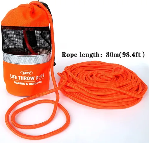 Vista 7 de BNY - Bolsa de tiro para rescate acuático con cuerda flotante reflectante de 98 pies, línea de lanzamiento flotante para kayak, navegación en aguas