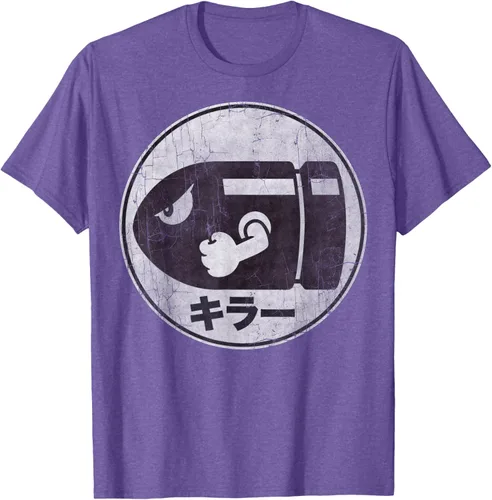 Vista 6 de Super Mario Camiseta con logotipo de Bullet Bill Distressed en Kanji