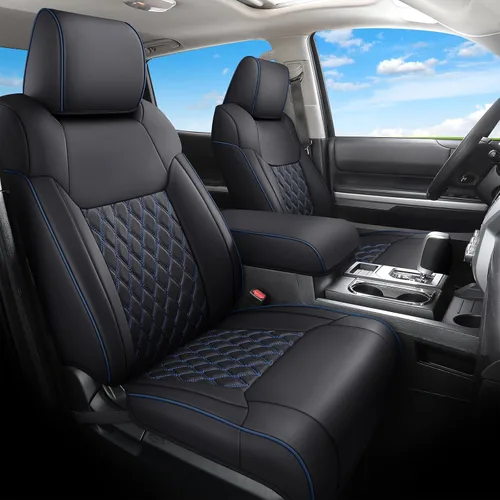 Vista 24 de Huidasource Fundas para asiento trasero de automóvil, de cuero (fila trasera, negro)