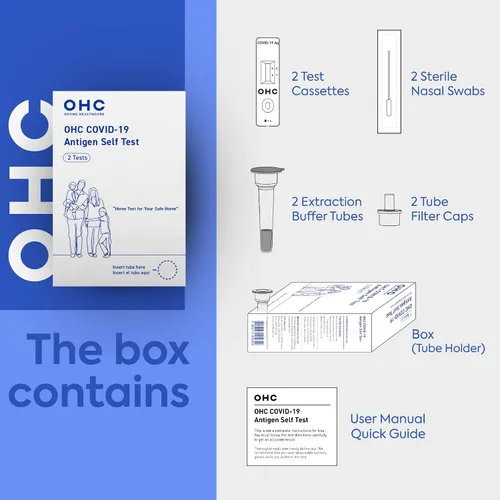 Vista 3 de OHC COVID-19 Autoprueba de antígenos en casa para SARS-CoV-2, ómicron y delta – resultados en 15 minutos, hisopo nasal, edades 2+, 2 pruebas por caja