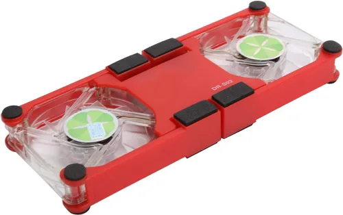 Vista 7 de DR-S02 - Enfriador plegable para laptop con doble ventilador, portátil alimentado por USB, base de refrigeración con soporte antideslizante (rojo)