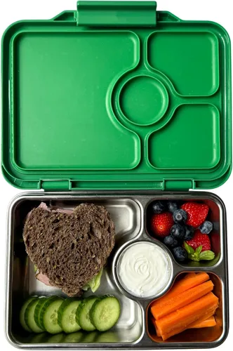 Vista 2 de Yumbox Prêt Bento Box de acero inoxidable con contenedor de almuerzo a prueba de fugas, bandeja apta para sándwich, lonchera para niños, adultos