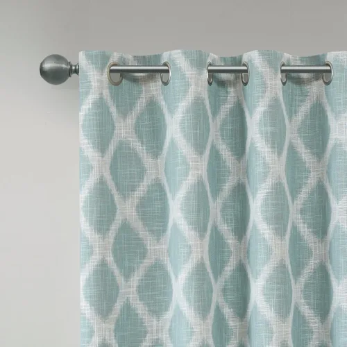 Vista 4 de Sun Smart Blakesly Cortinas opacas para ventana de patio, estampado Ikat, decoración de sala de estar, decoración de sala de estar, cortina