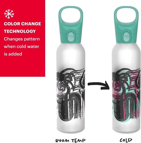 Vista 2 de Pyrex Botella de agua de vidrio que cambia de color de 24 onzas con revestimiento de silicona, botella de agua reutilizable de vidrio texturizado