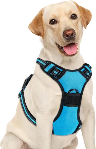 Vista 6 de Arnés para perro sin tirones, chaleco ajustable reflectante con clip frontal para mascotas con asa de fácil control para perros medianos y grandes