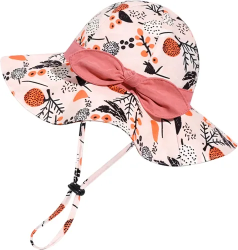 Vista 106 de Sombrero de sol para bebé niña con UPF 50+ sombrero de playa ajustable para exteriores con ala ancha