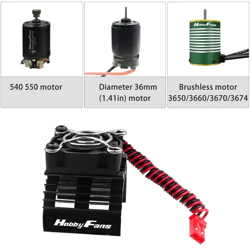 Vista 2 de Disipador de calor de motor RC con ventilador de enfriamiento de 5 V, apto para 540 550 3650 F540 3660 3670 Tamaño sin escobillas Motor Disipador