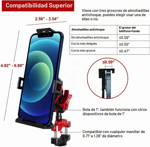 Vista 6 de Soporte de metal para teléfono de motocicleta, sólido y antirrobo, soporte para teléfono celular resistente, compatible con Harley Davidson y la Rojo
