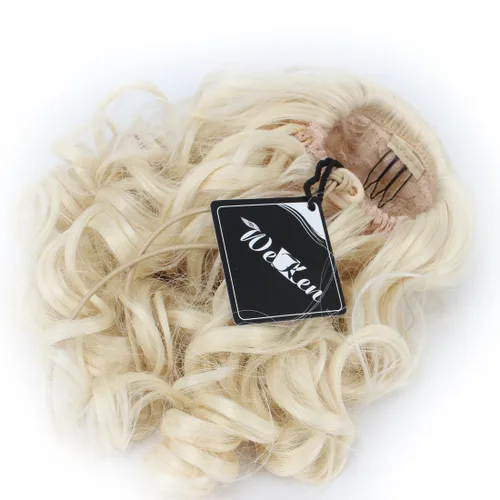 Vista 9 de Postizo de cabello sintético rizado, medida media y larga, de Weken, Negro