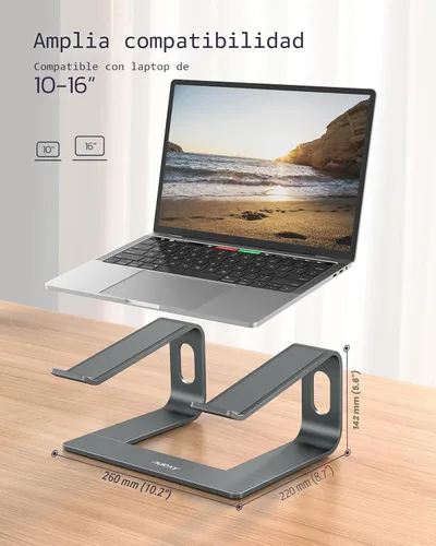Vista 5 de Nulaxy - Soporte completo de aluminio para laptop, soporte estable de hasta 22 libras, refrigeración abierta Detachable for Portable Storage, Easy