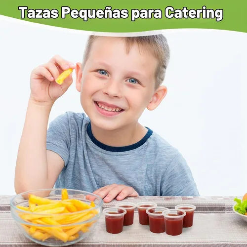 Vista 6 de Mini vasos de gelatina desechables de 0.6 oz/0.7 fl oz, pequeños vasos de muestra de plástico transparente para degustación de alcohol de tequila
