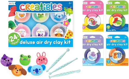 Vista 8 de Ooly Creatibles - Kit de joyería de arcilla seca al aire para niños, kit de fabricación de joyas artísticas con 6 colores de arcilla, cuentas
