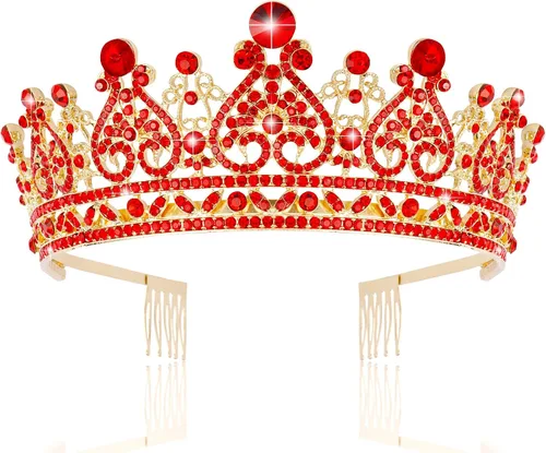 Vista 10 de TOBATOBA - Tiaras y coronas para mujer; tiara nupcial de cristal para novia; corona de reina princesa real; tocados de quinceañera para 15 años