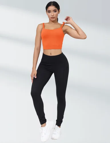 Vista 5 de LUYAA Sujetadores deportivos de entrenamiento para mujer, sin espalda, acolchados, para yoga, ombliguera, espalda baja, brasier para gimnasio